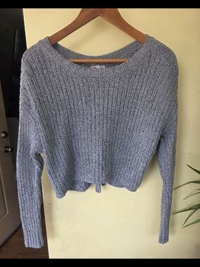Hollister Chunky Knit Crop Sweater - Light Gray